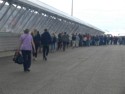 The line waiting to get back on the ship after our first day in Russia